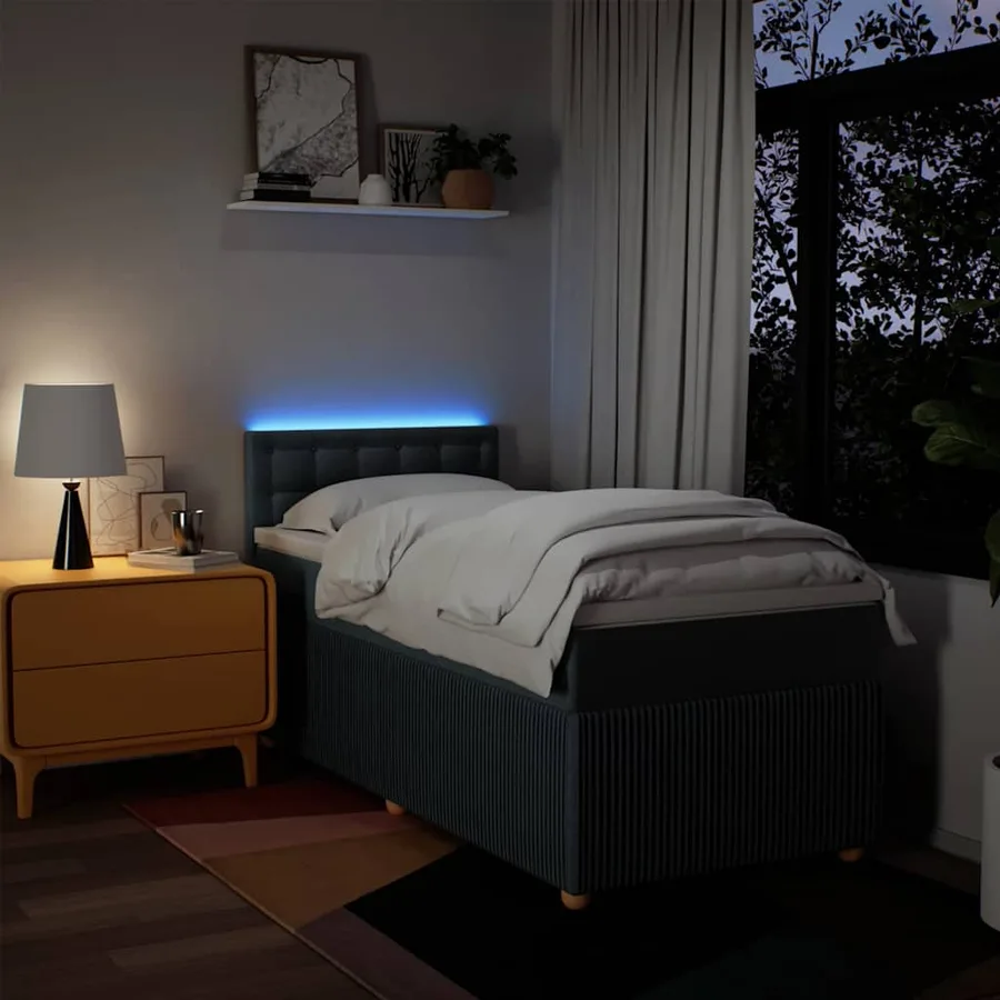 Sommier à lattes de lit avec matelas Bleu 100x200 cm Tissu - 5