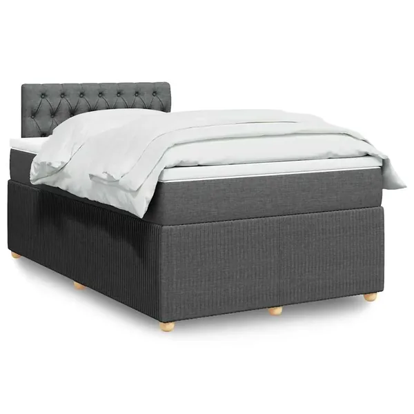 Sommier à lattes de lit avec matelas gris foncé 120x190cm tissu