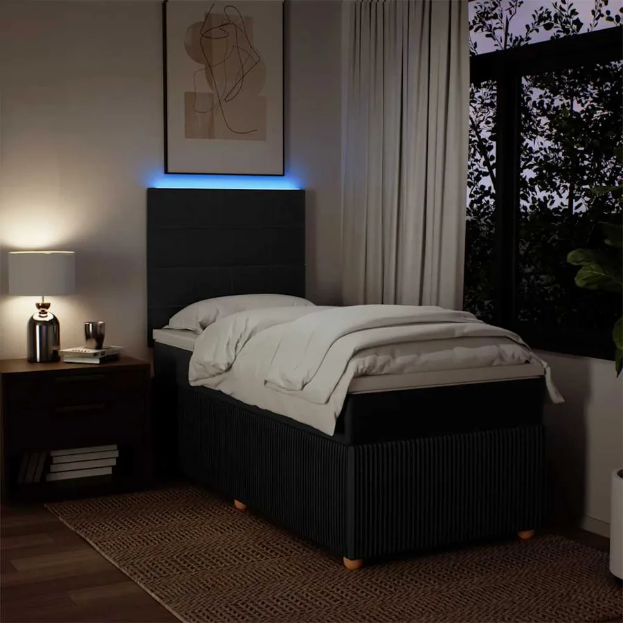 Sommier à lattes de lit avec matelas Noir 90x200 cm Tissu - 4