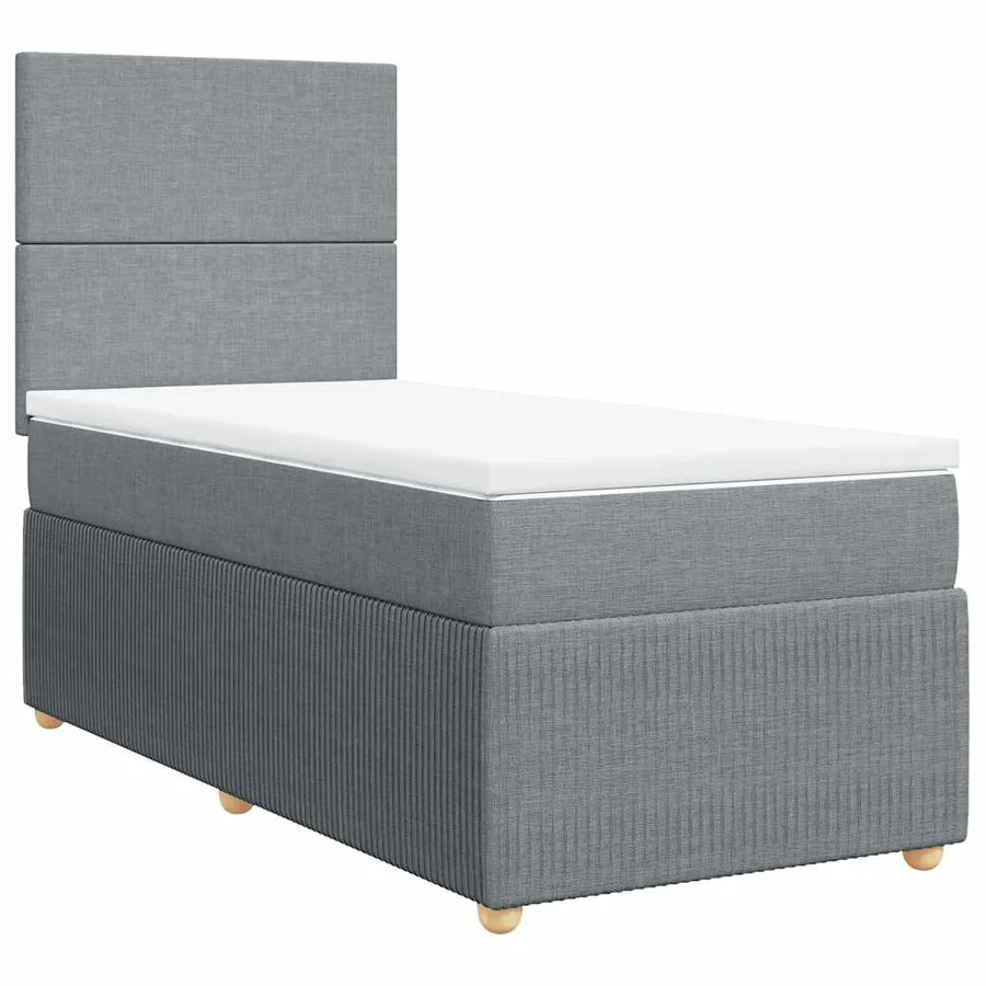 Sommier à lattes de lit avec matelas Gris clair 100x200cm Tissu - 3