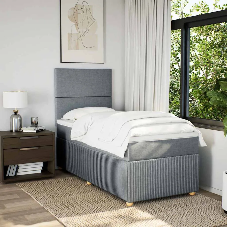Sommier à lattes de lit avec matelas Gris clair 100x200cm Tissu - 5
