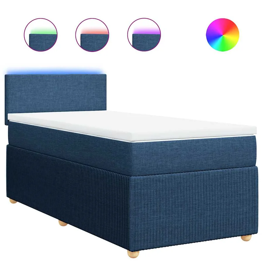Sommier à lattes de lit avec matelas Bleu 100x200 cm Tissu - 2