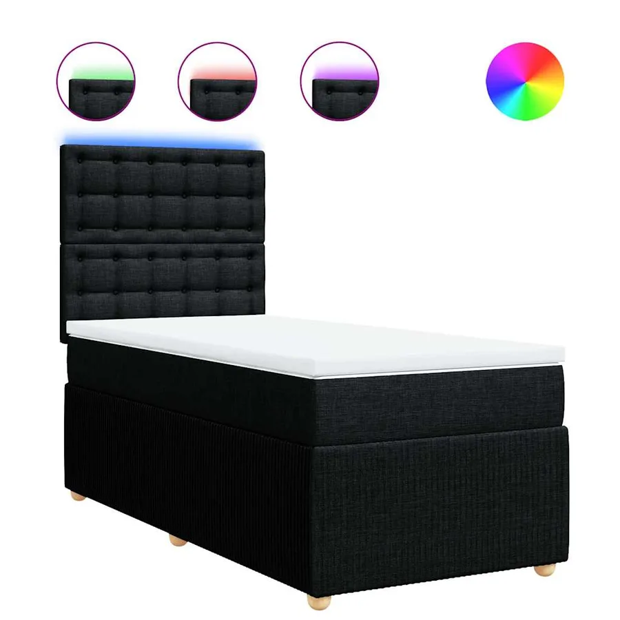 Sommier à lattes de lit avec matelas Noir 100x200 cm Tissu - 2