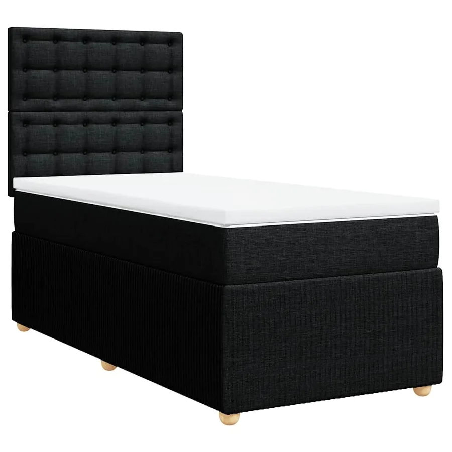 Sommier à lattes de lit avec matelas Noir 100x200 cm Tissu - 3