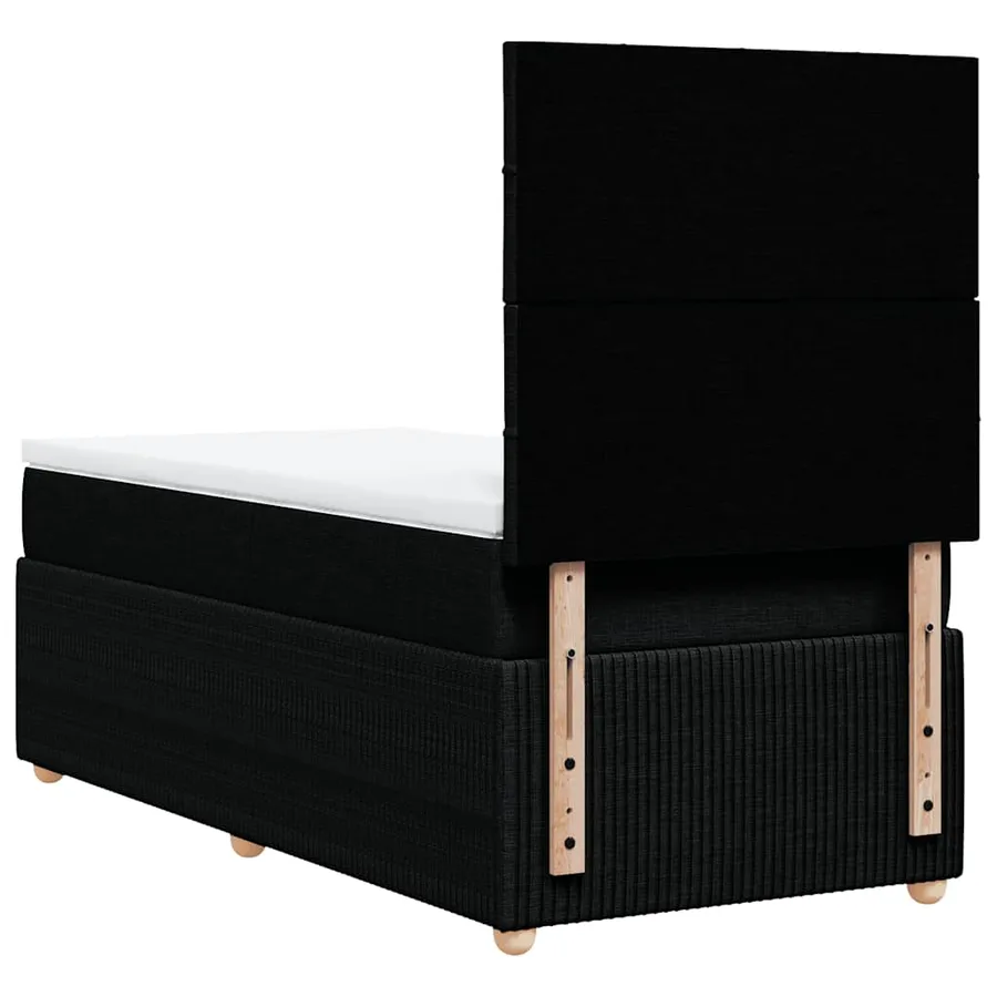 Sommier à lattes de lit avec matelas Noir 100x200 cm Tissu - 8