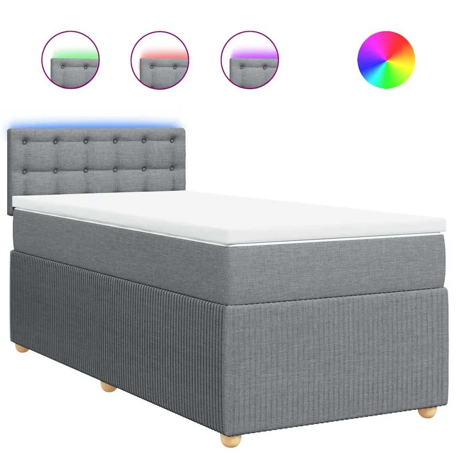 Sommier à lattes de lit avec matelas Gris clair 90x200 cm Tissu - 2