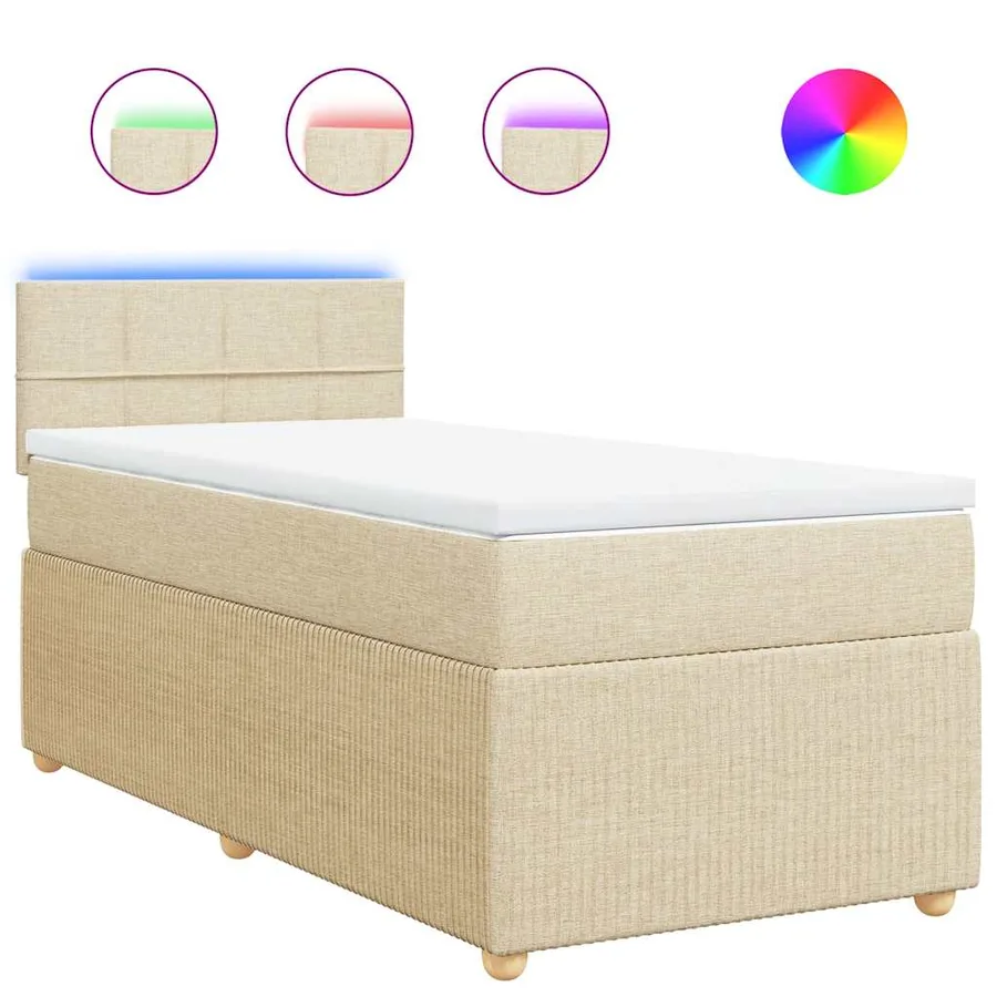 Sommier à lattes de lit avec matelas Crème 100x200 cm Tissu - 2