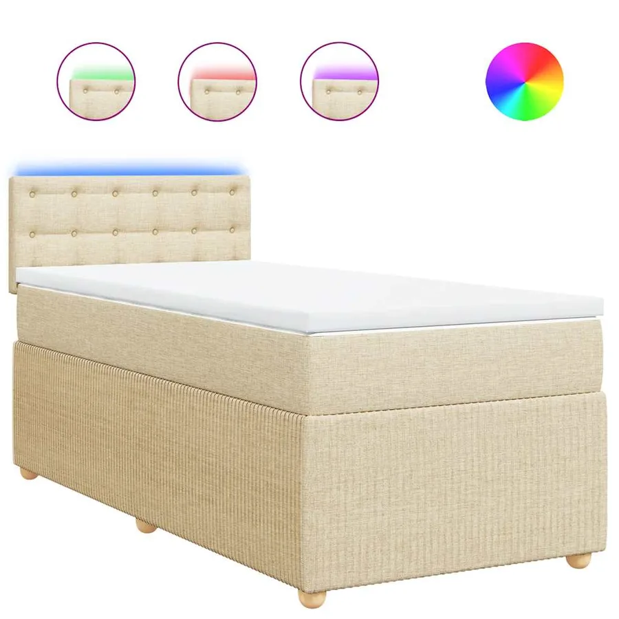 Sommier à lattes de lit avec matelas Crème 90x200 cm Tissu - 2