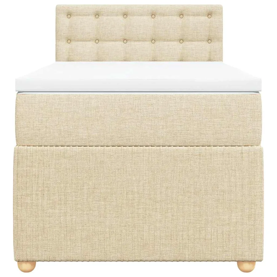 Sommier à lattes de lit avec matelas Crème 90x200 cm Tissu - 6