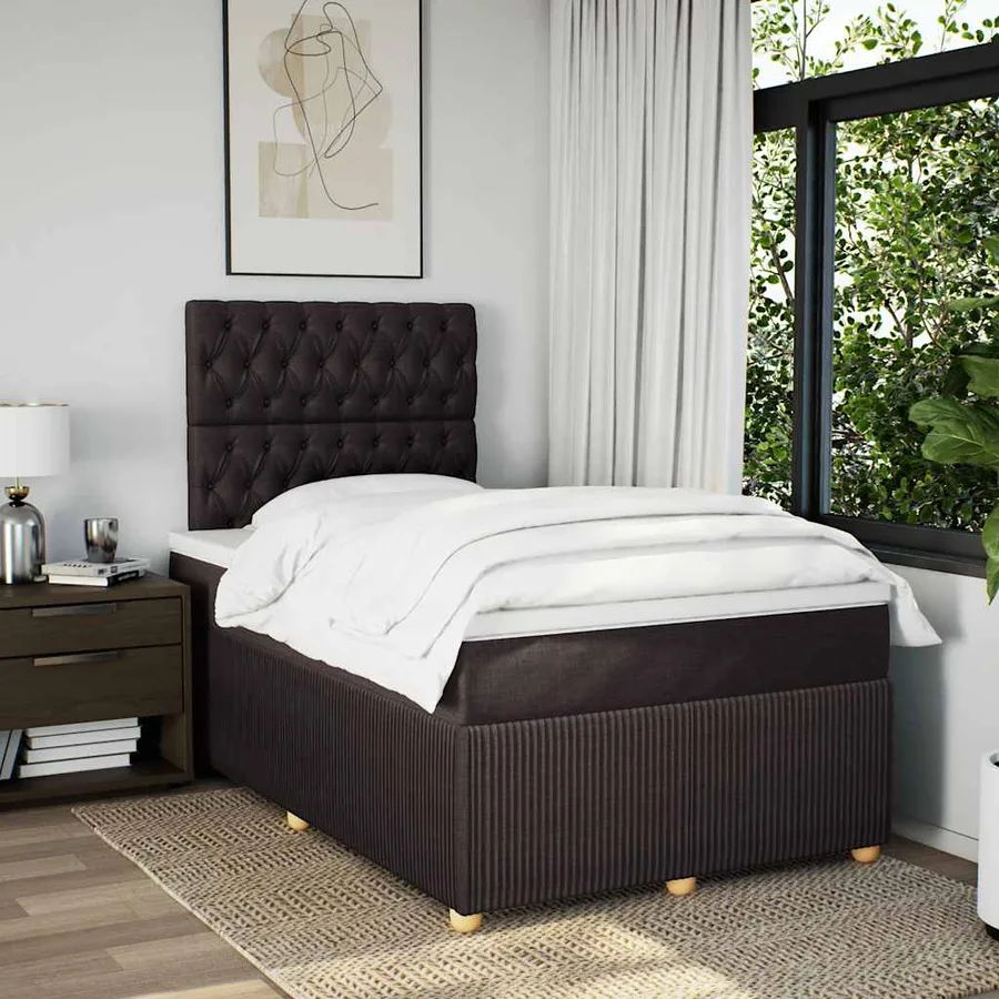 Sommier à lattes de lit avec matelas noir 120x190 cm tissu - 4