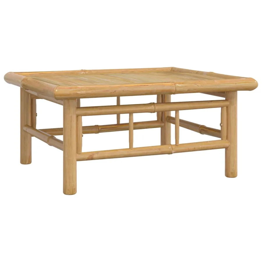 Salon de jardin 5 pcs avec coussins blanc crème bambou - 7