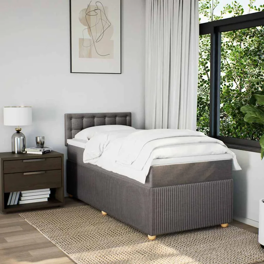 Sommier à lattes de lit avec matelas Taupe 100x200 cm Tissu - 4