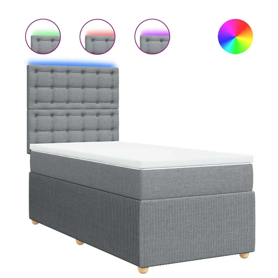 Sommier à lattes de lit avec matelas Gris clair 100x200cm Tissu - 2