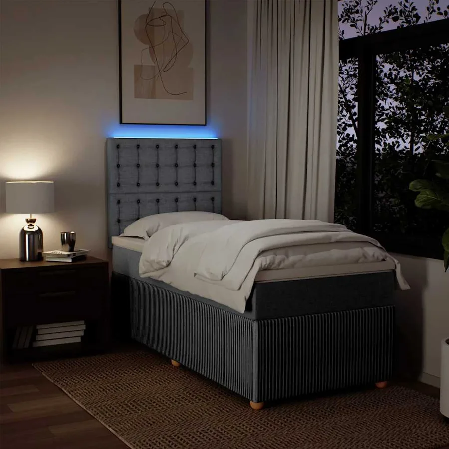 Sommier à lattes de lit avec matelas Gris clair 100x200cm Tissu - 5