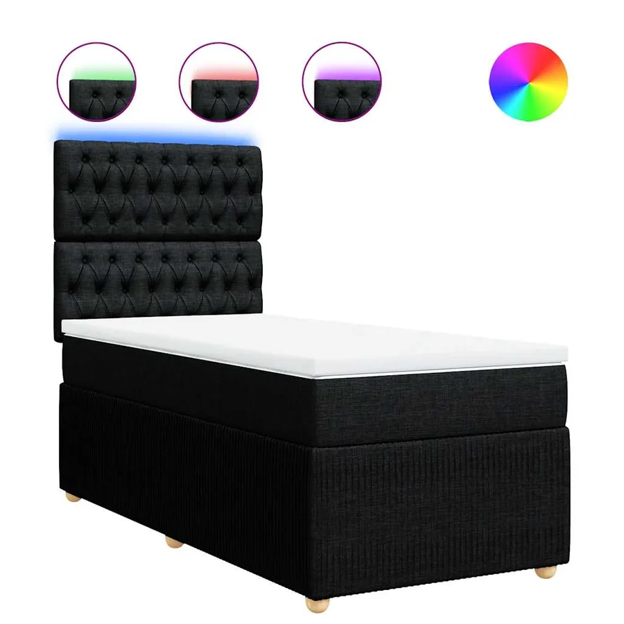 Sommier à lattes de lit avec matelas Noir 100x200 cm Tissu - 2