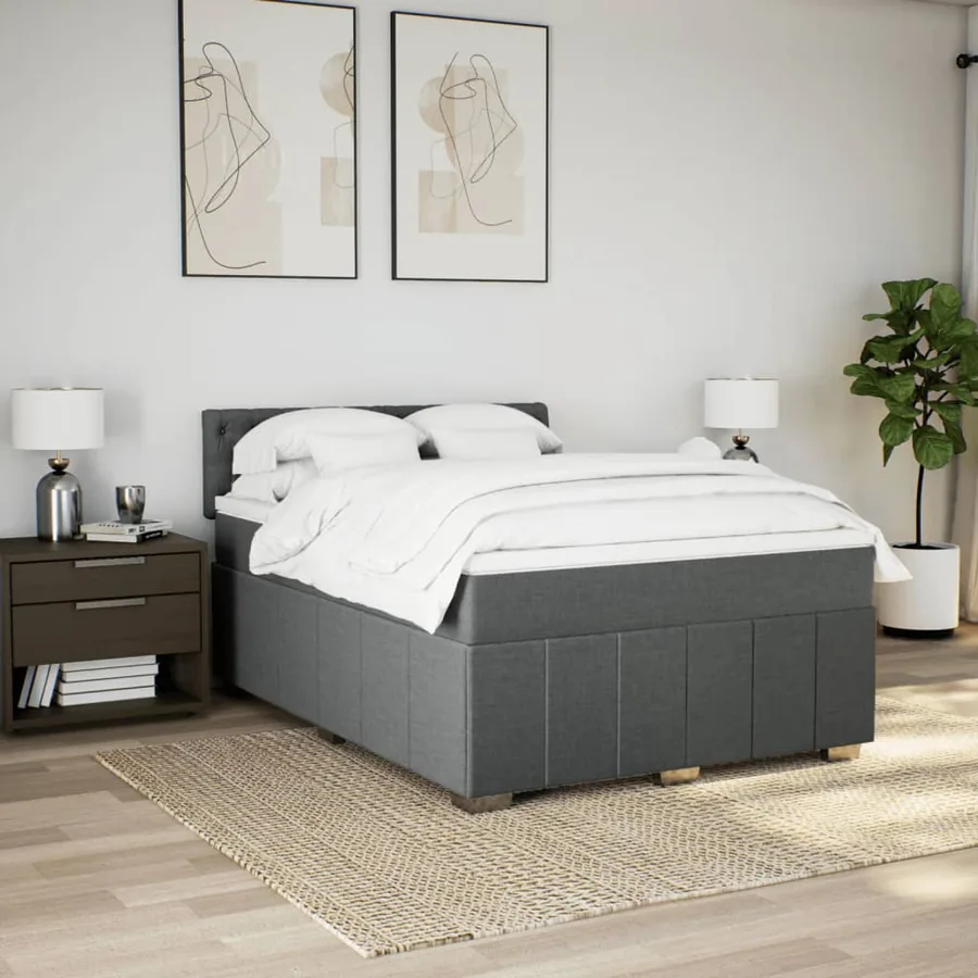 Sommier à lattes de lit avec matelas Gris foncé 160x200cm Tissu - 3