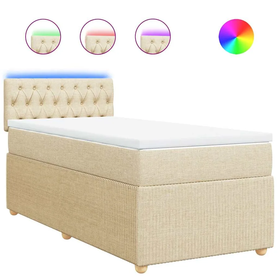 Sommier à lattes de lit avec matelas Crème 100x200 cm Tissu - 2