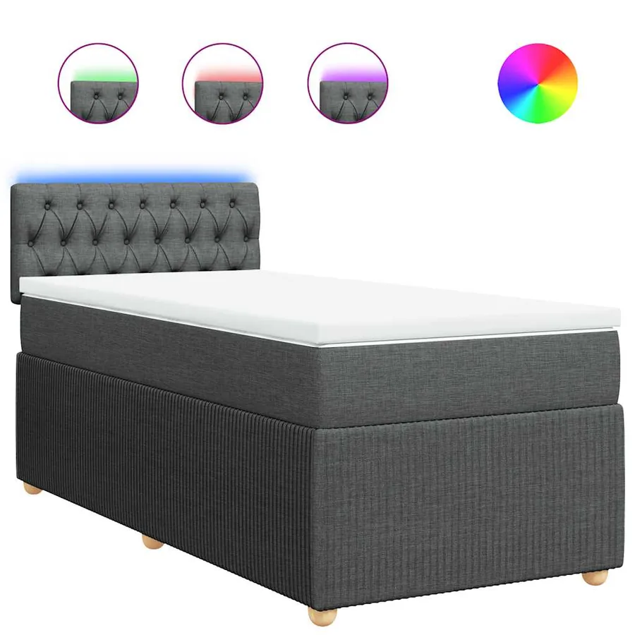 Sommier à lattes de lit avec matelas Gris foncé 90x200 cm Tissu - 2