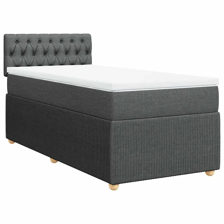 Sommier à lattes de lit avec matelas Gris foncé 90x200 cm Tissu - 3