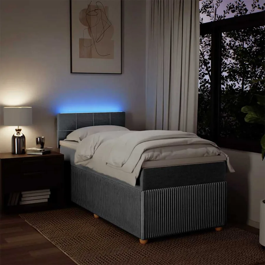 Sommier à lattes de lit avec matelas Gris clair 90x200 cm Tissu - 5