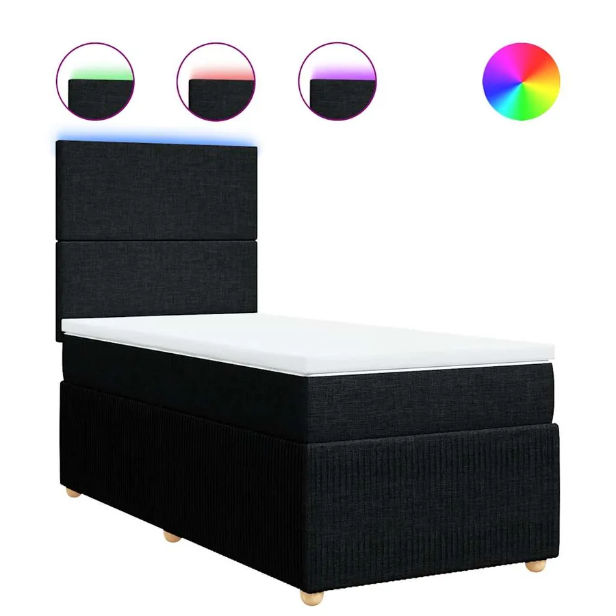 Sommier à lattes de lit avec matelas Noir 100x200 cm Tissu - 2