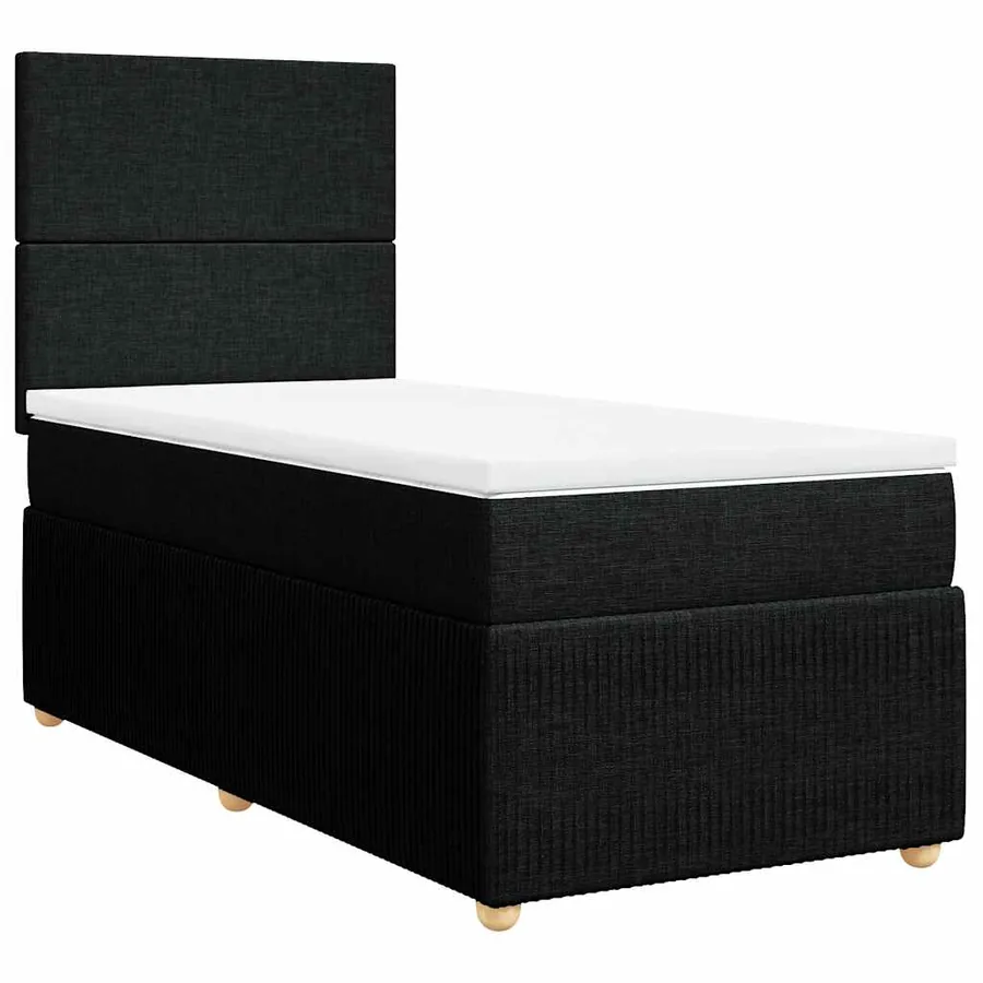 Sommier à lattes de lit avec matelas Noir 100x200 cm Tissu - 3