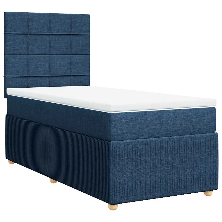 Sommier à lattes de lit avec matelas Bleu 100x200 cm Tissu - 2