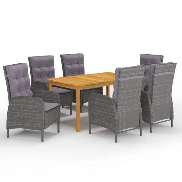Ensemble à manger de jardin 7 pcs Gris