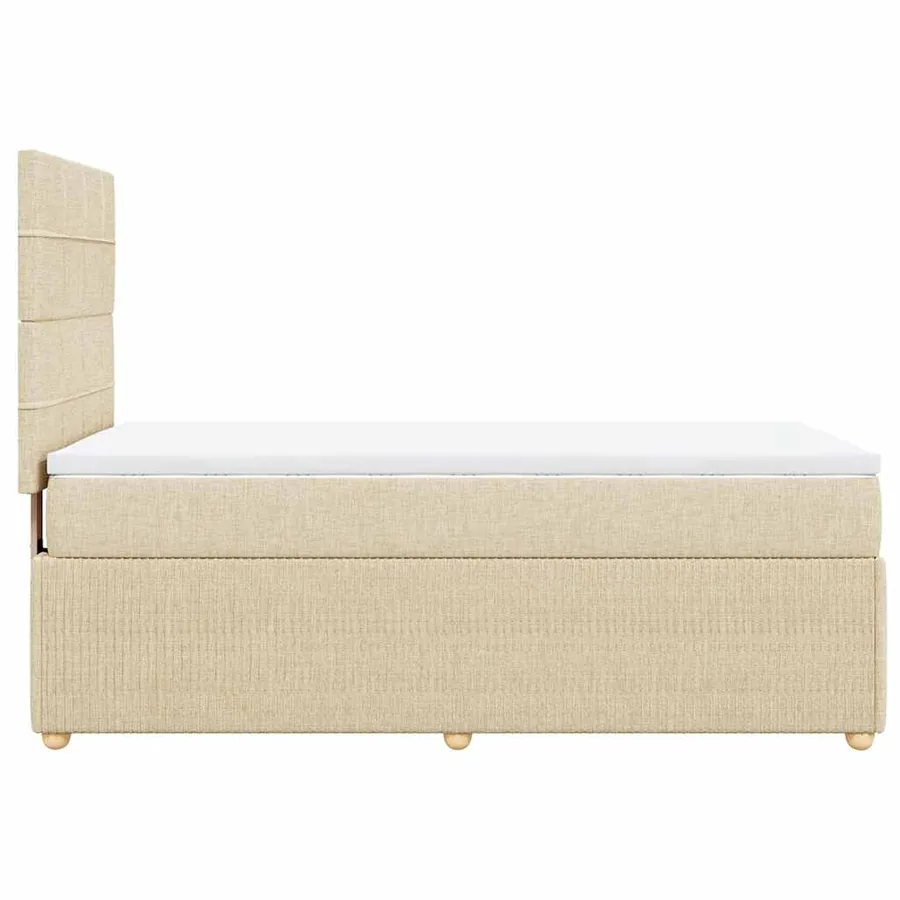 Sommier à lattes de lit avec matelas Crème 90x200 cm Tissu - 5