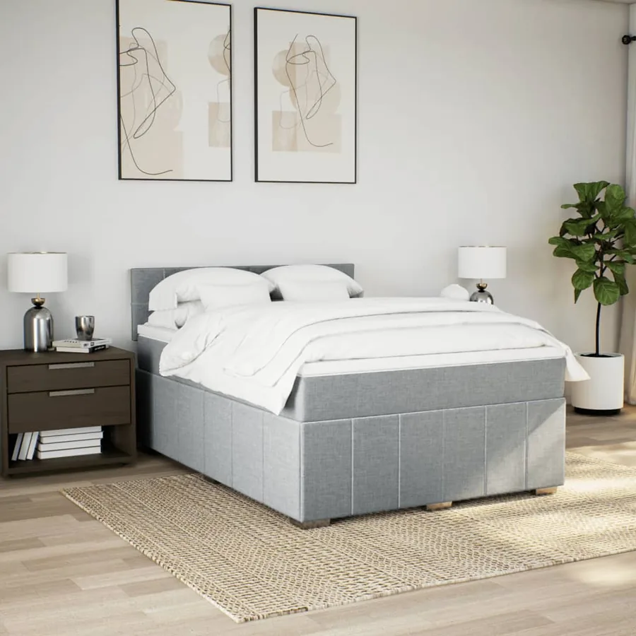 Sommier à lattes de lit avec matelas Gris clair 160x200cm Tissu - 3