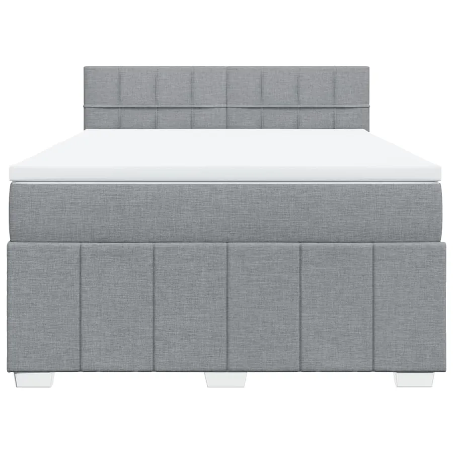 Sommier à lattes de lit avec matelas Gris clair 160x200cm Tissu - 4