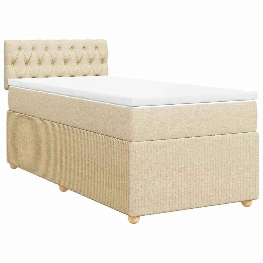 Sommier à lattes de lit avec matelas Crème 90x200 cm Tissu - 2