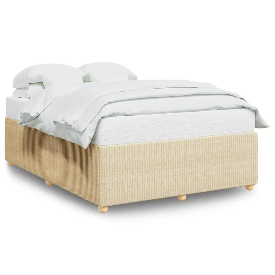 Cadre de lit sans matelas crème 140x200 cm tissu - 2