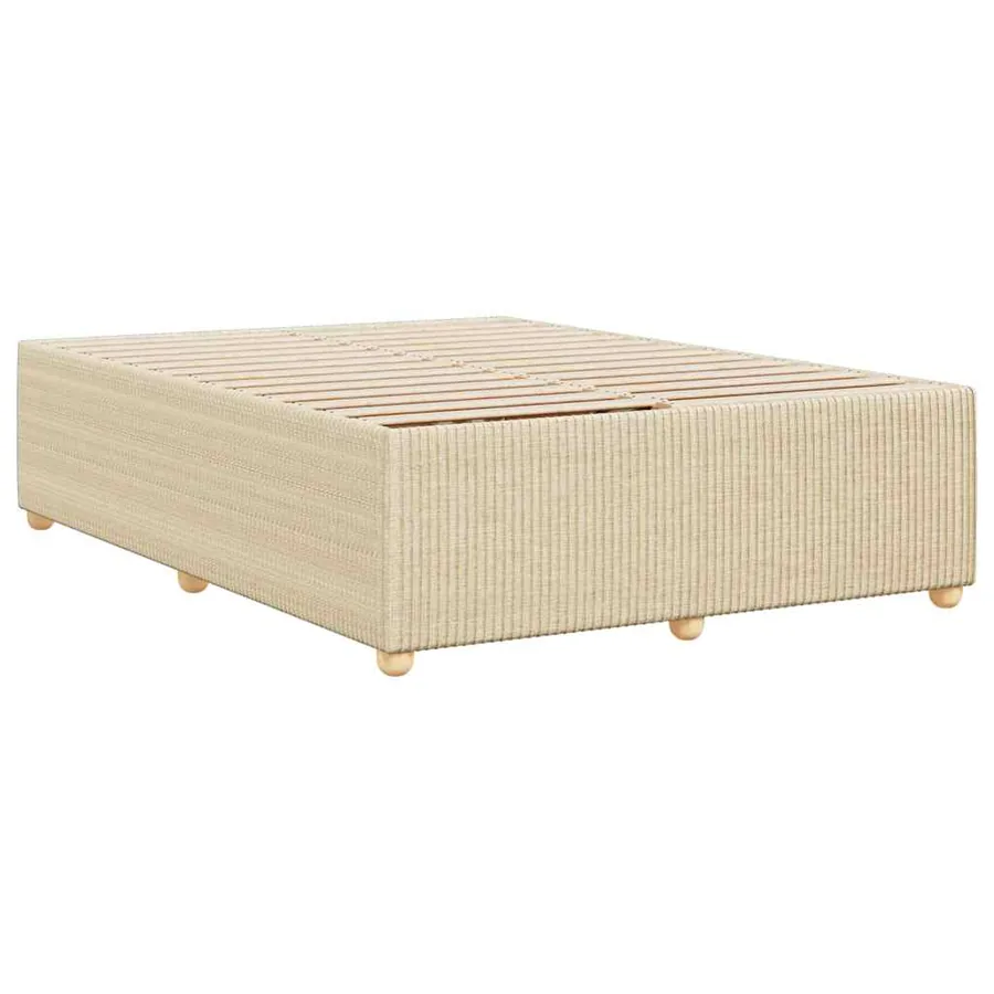 Cadre de lit sans matelas crème 140x200 cm tissu - 4