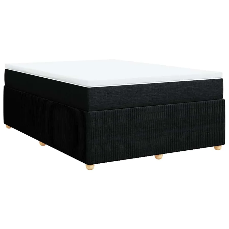 Sommier à lattes de lit avec matelas Noir 160x200 cm Tissu - 2