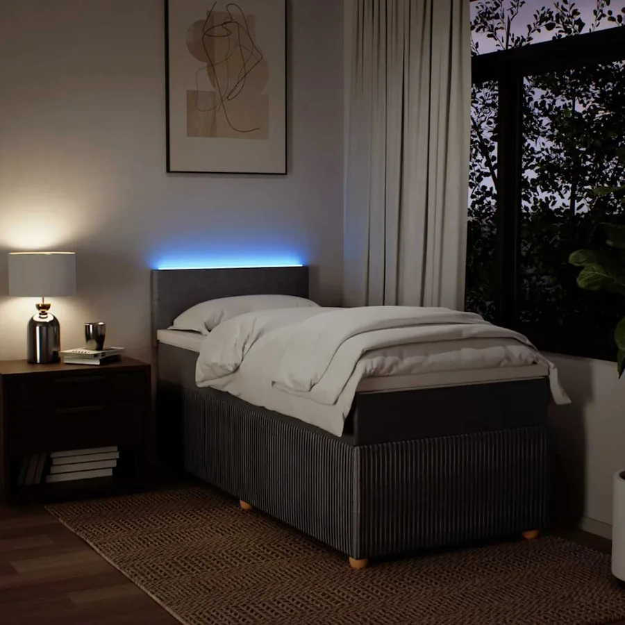 Sommier à lattes de lit avec matelas Taupe 100x200 cm Tissu - 5