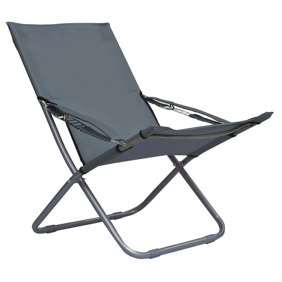 Chaises pliables de plage lot de 2 Tissu Gris - 3