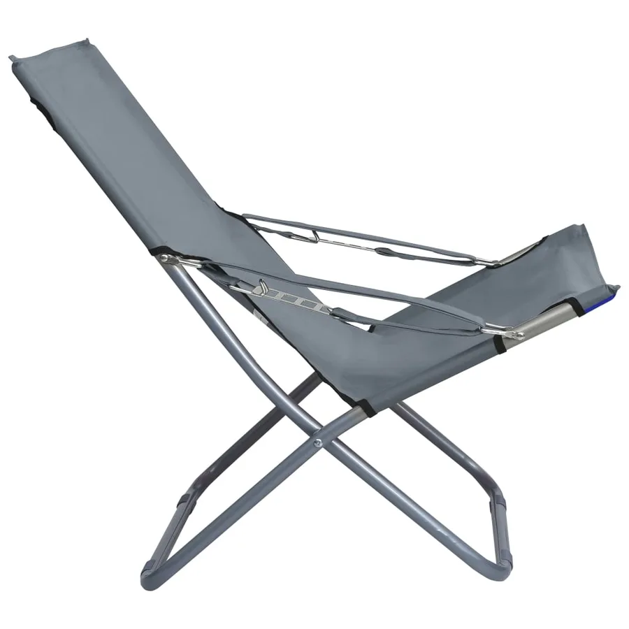 Chaises pliables de plage lot de 2 Tissu Gris - 4