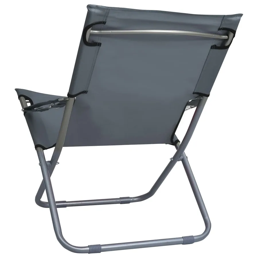 Chaises pliables de plage lot de 2 Tissu Gris - 5