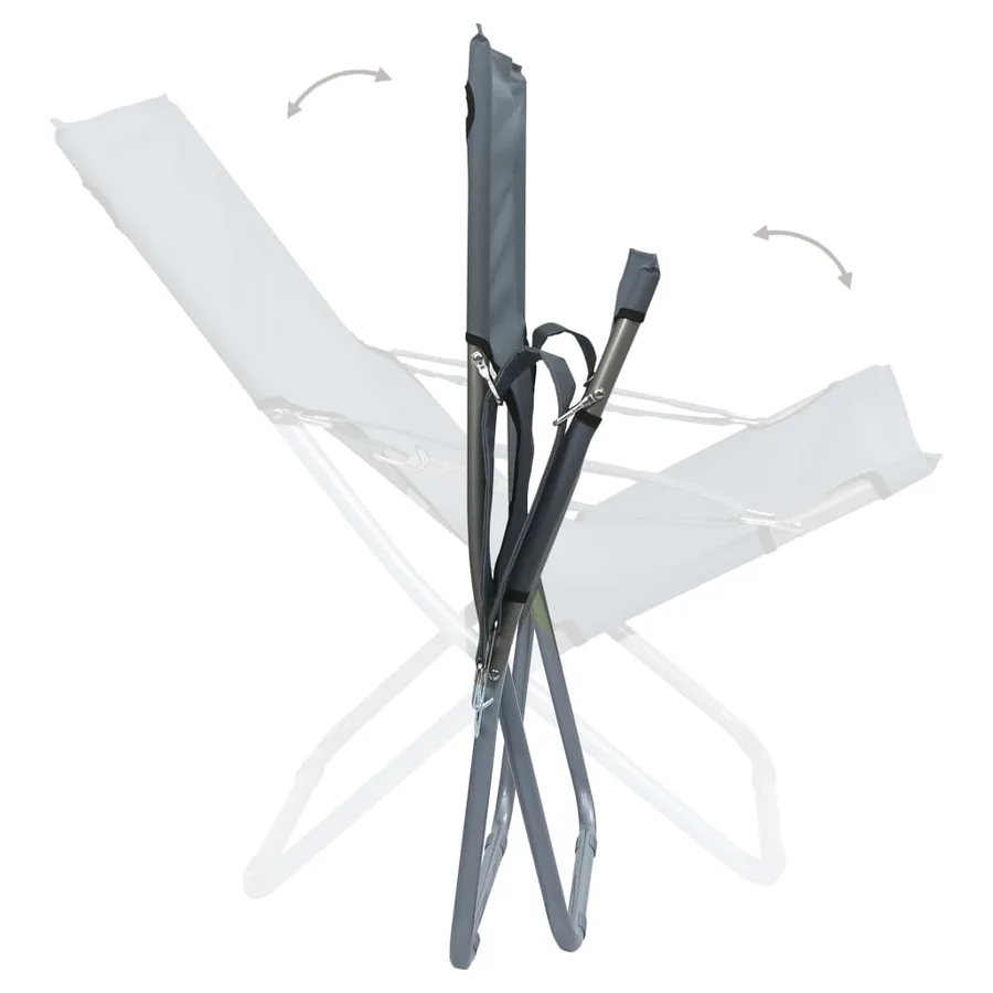 Chaises pliables de plage lot de 2 Tissu Gris - 7