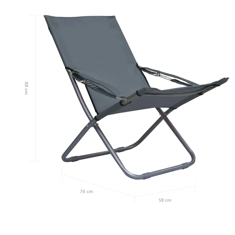 Chaises pliables de plage lot de 2 Tissu Gris - 8