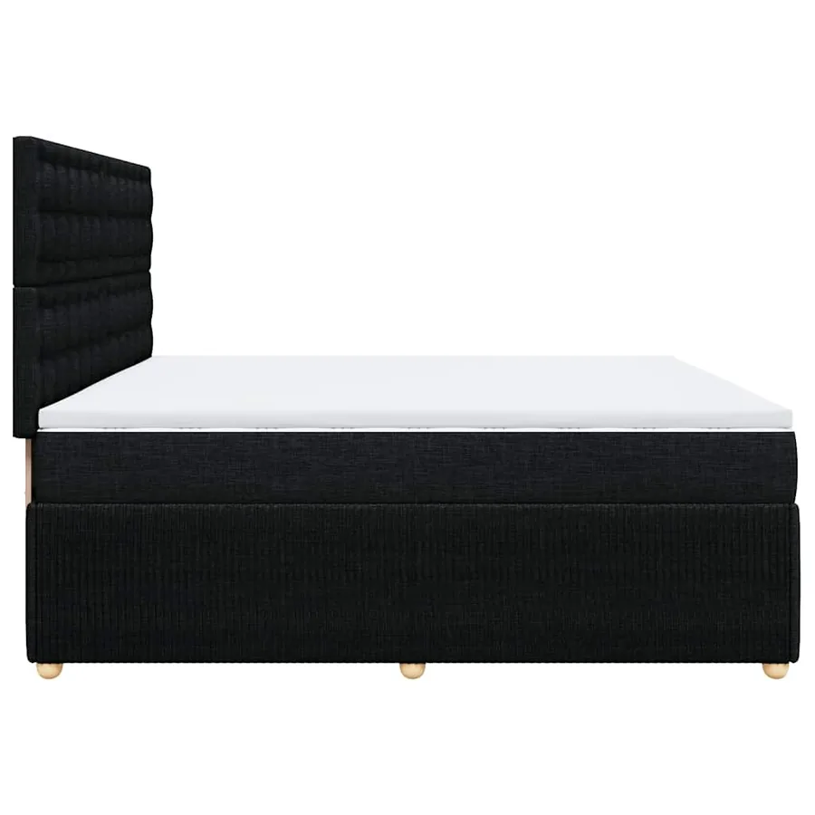 Sommier à lattes de lit avec matelas Noir 200x200 cm Tissu - 5