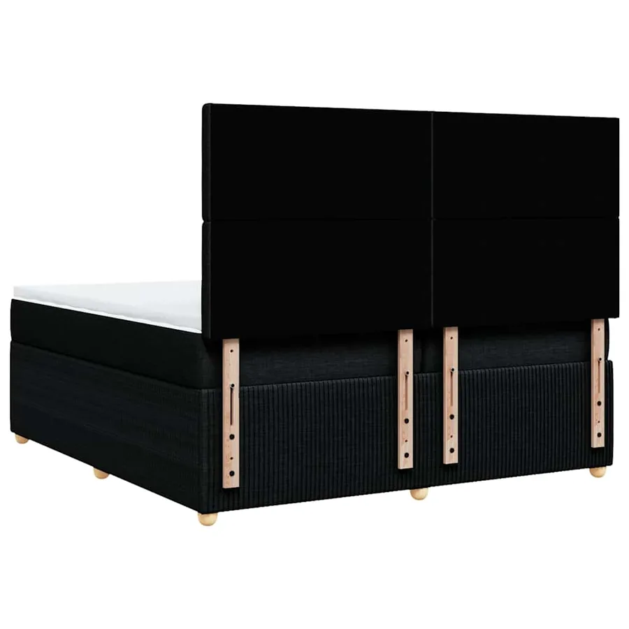 Sommier à lattes de lit avec matelas Noir 200x200 cm Tissu - 6