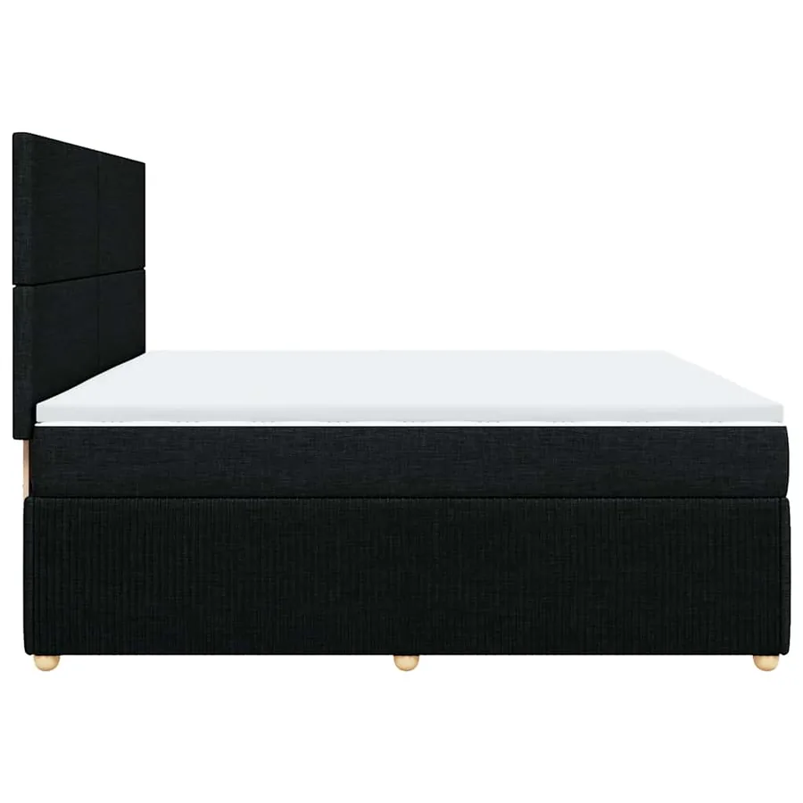 Sommier à lattes de lit avec matelas Noir 200x200 cm Tissu - 5