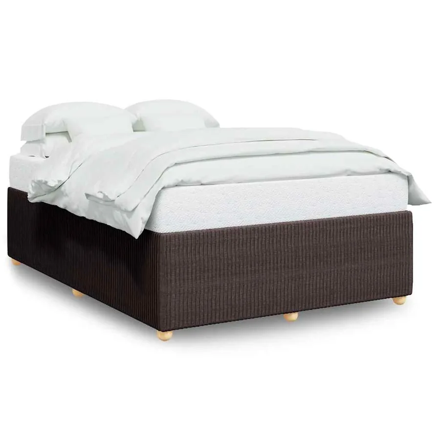 Cadre de lit sans matelas marron foncé 140x200 cm tissu - 2