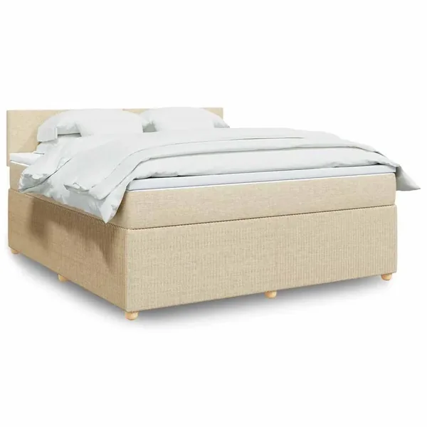 Sommier à lattes de lit avec matelas Crème 180x200 cm Tissu