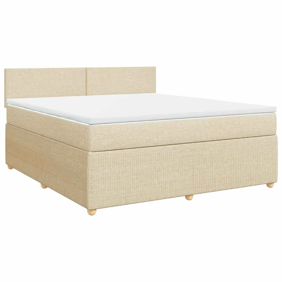 Sommier à lattes de lit avec matelas Crème 180x200 cm Tissu - 2