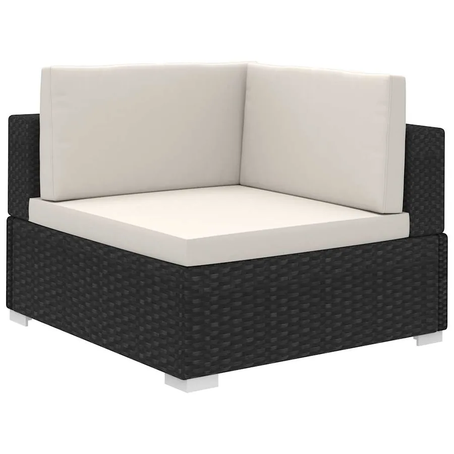 Salon de jardin 6 pcs avec coussins résine tressée noir - 3