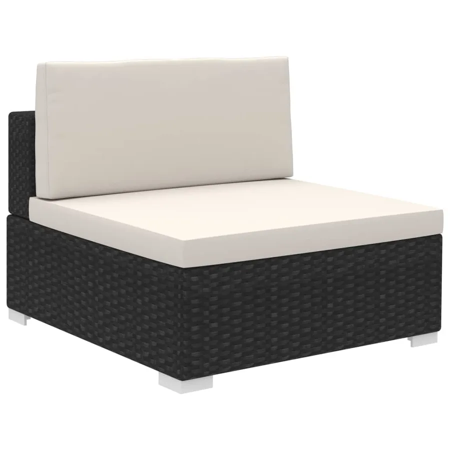 Salon de jardin 6 pcs avec coussins résine tressée noir - 4