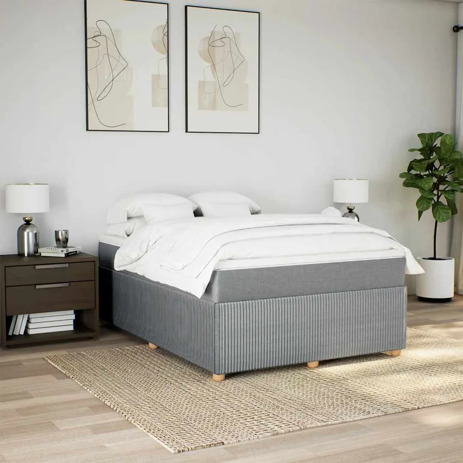 Sommier à lattes de lit avec matelas Gris clair 160x200cm Tissu - 3